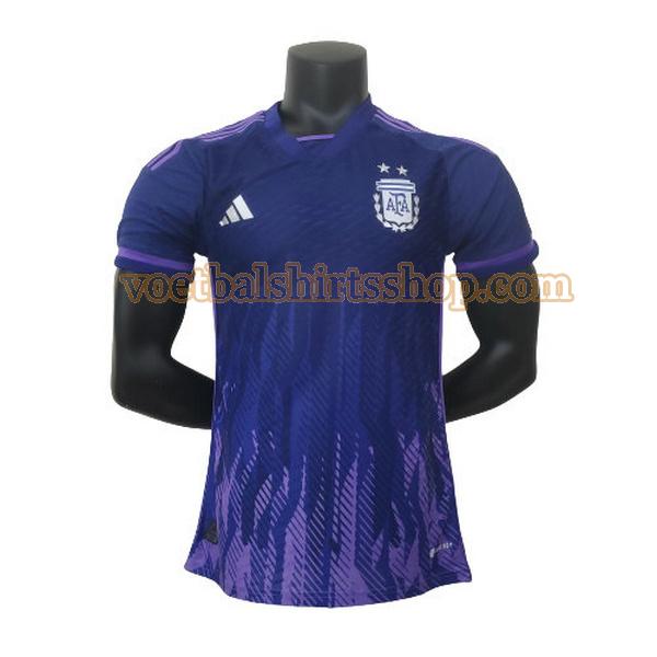 argentinië shirt uit 2022 mannen player blauw
