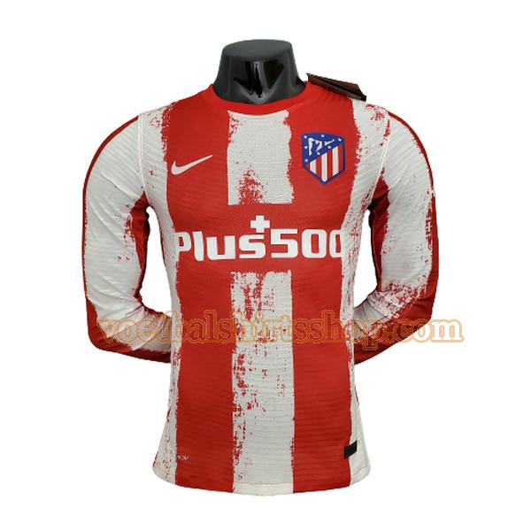 atletico madrid voetbalshirt thuis 2021 2022 mannen lange mouwen player rood wit