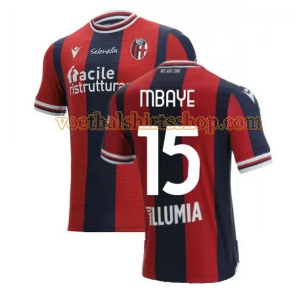 bologna voetbalshirt mbaye 15 thuis 2021 2022 mannen rood blauw