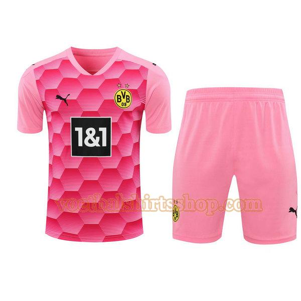borussia dortmund voetbalshirt+pantalón doelman 2021 mannen roze