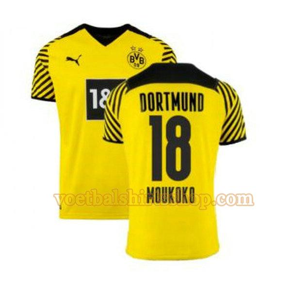 borussia dortmund voetbalshirt moukoko 18 thuis 2021 2022 mannen geel