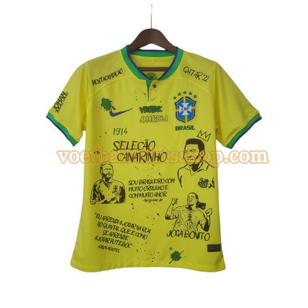 brazilië shirt graffiti board 2022 mannen geel