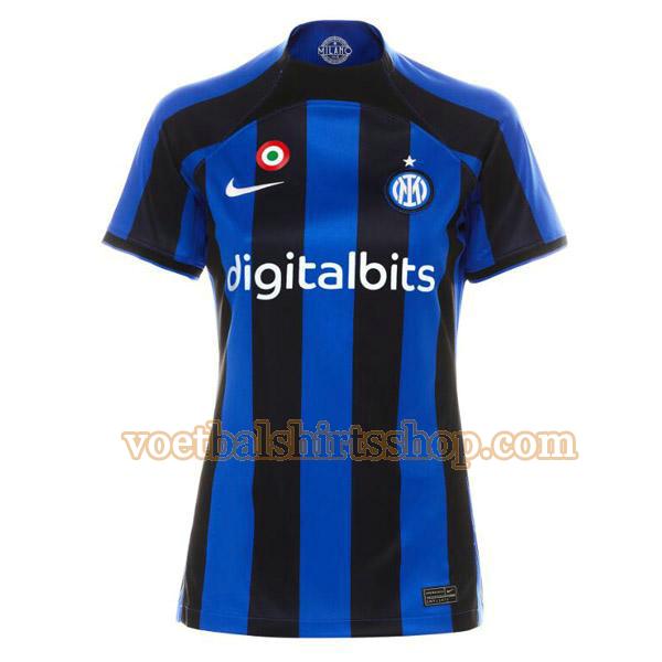 inter milan voetbalshirt thuis 2022 2023 dames blauw zwart