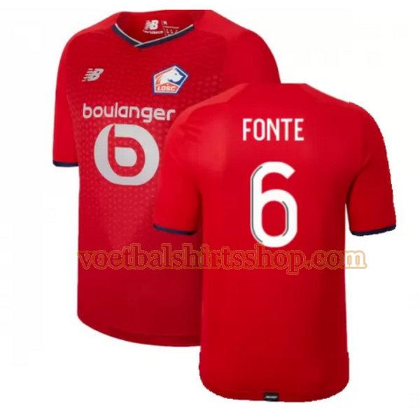 lille osc voetbalshirt fonte 6 thuis 2021 2022 mannen rood