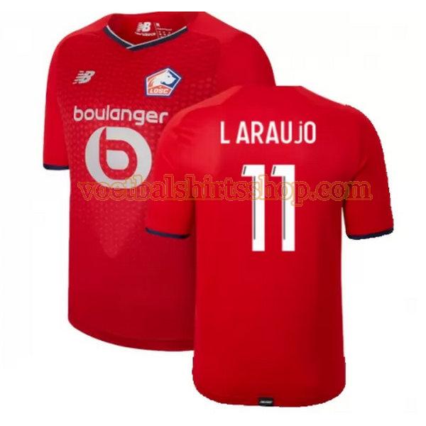 lille osc voetbalshirt l araujo 11 thuis 2021 2022 mannen rood