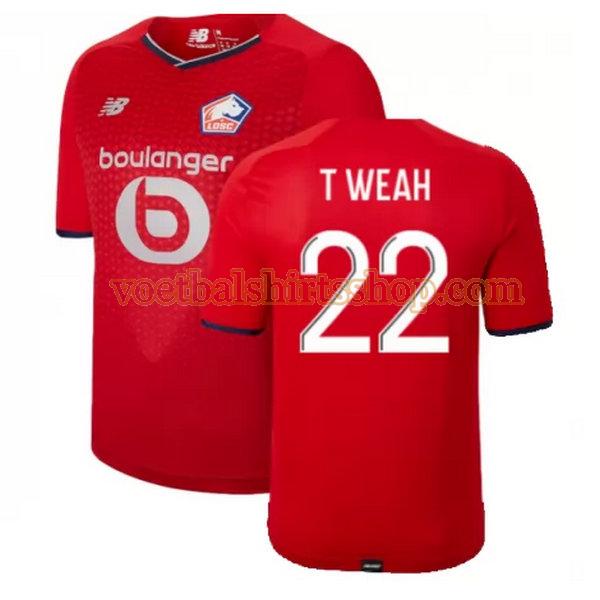 lille osc voetbalshirt t weah 22 thuis 2021 2022 mannen rood